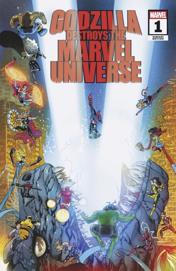 Godzilla Destroys The Marvel Universe #1 Garron Variant Cover